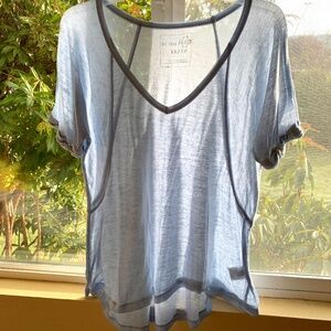 Free People We The Free Burnout T-shirt Runs Large Size XS Light Blue